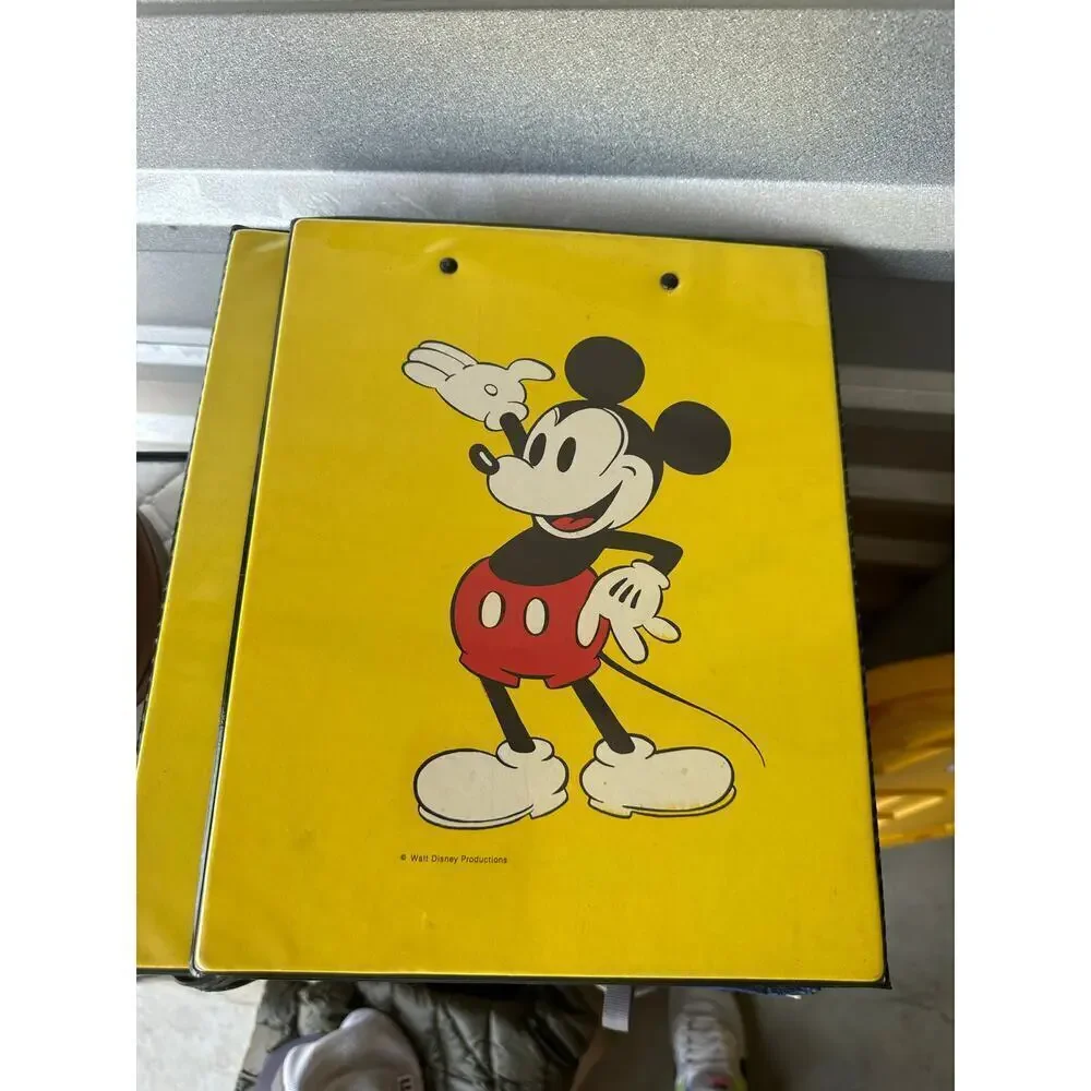 Vintage Disney Mickey Mouse Yellow 3 Ring Binder
